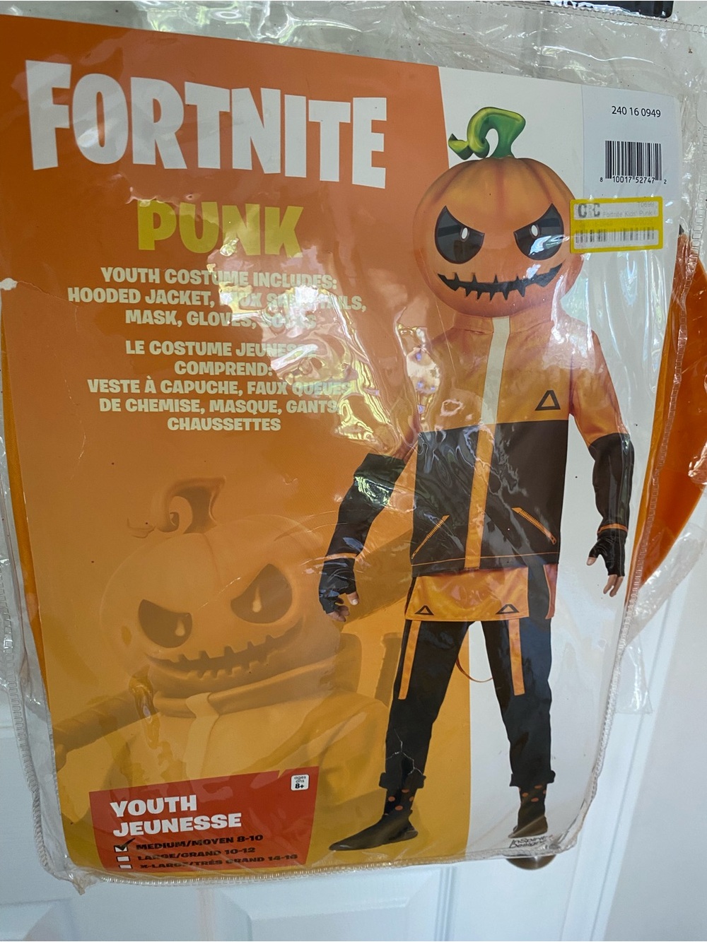 Spirit Fortnite Punk Pumpkin Costume - Orange and Black